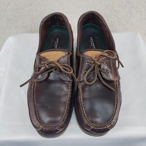 Sperry Top-Sider Boat Shoes Mens 13W Brown Leather Classic Moc Toe Deck Loafers